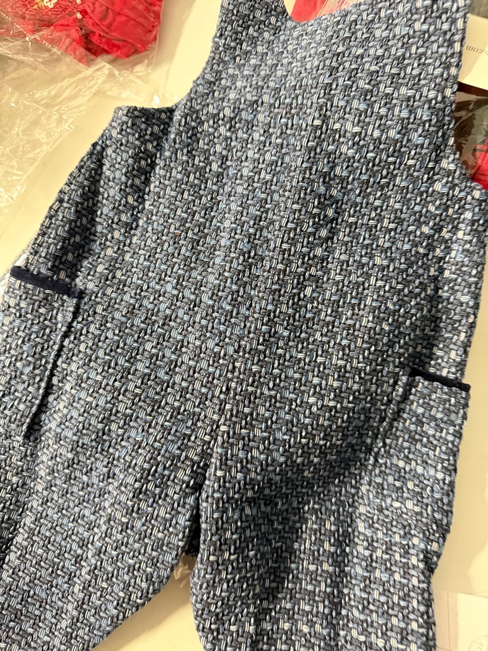 Tweed overalls boys three months with pockets gray with blue new with tags